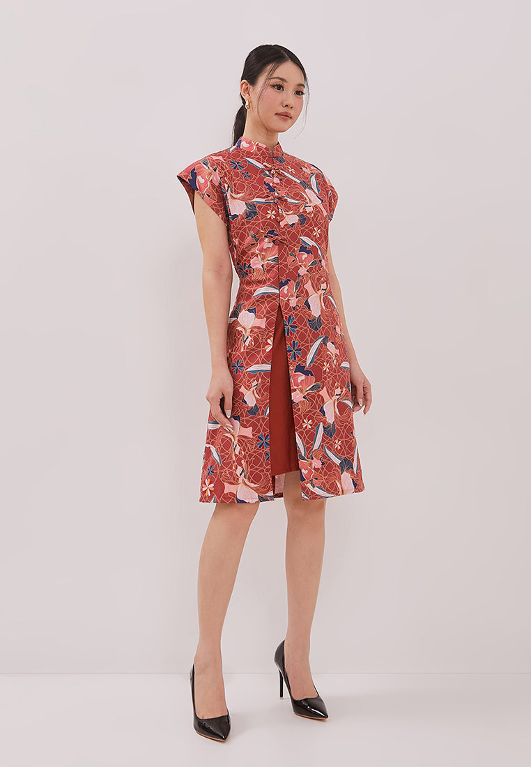 Avenly Cheongsam Dress - Ethnic Floral Shift Dress (Pre-Order)
