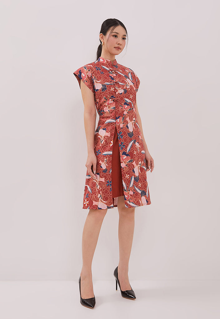 Avenly Cheongsam Dress - Ethnic Floral Shift Dress (Pre-Order)