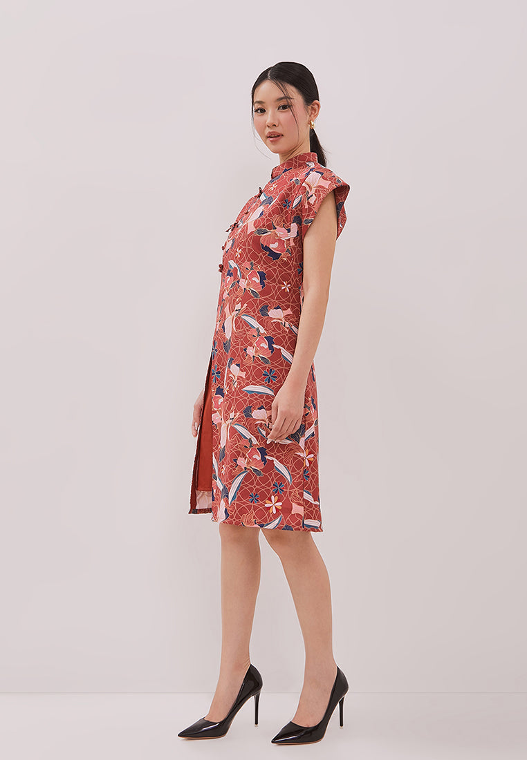 Avenly Cheongsam Dress - Ethnic Floral Shift Dress (Pre-Order)