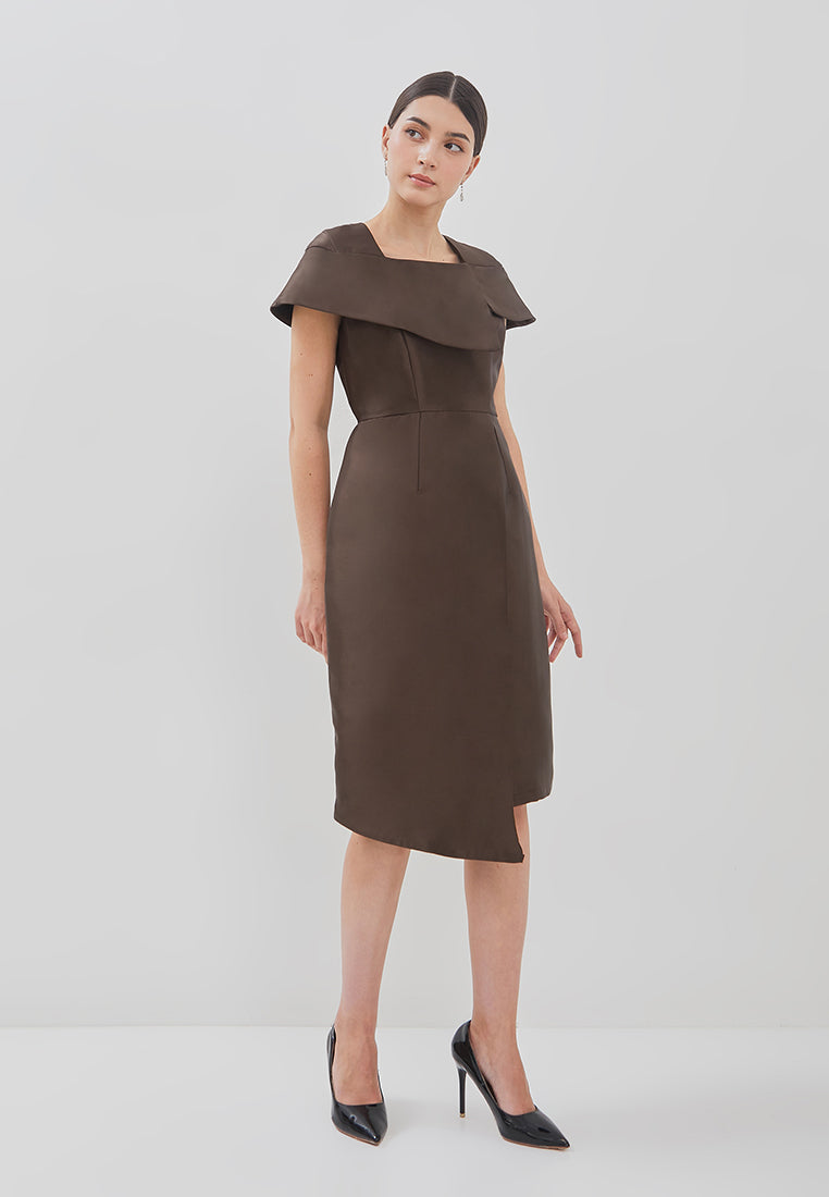 Filly Dress - Asymmetrical Cape Sleeves