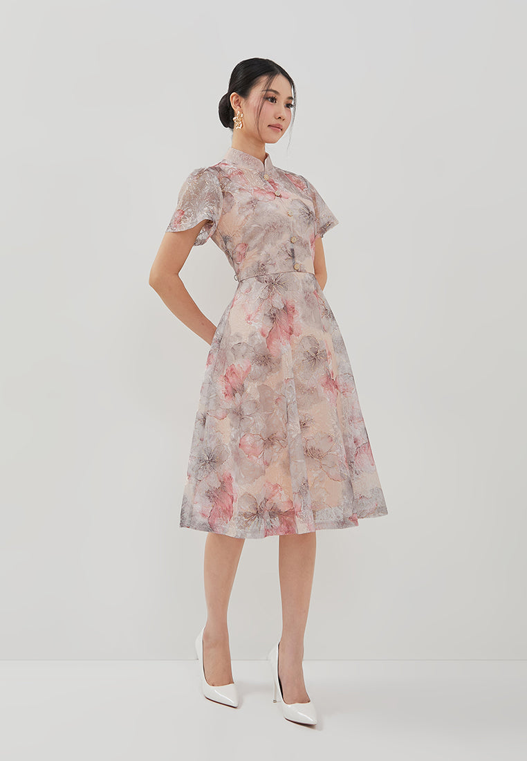 Liora Cheongsam Dress - Ombre Floral Dress Pink