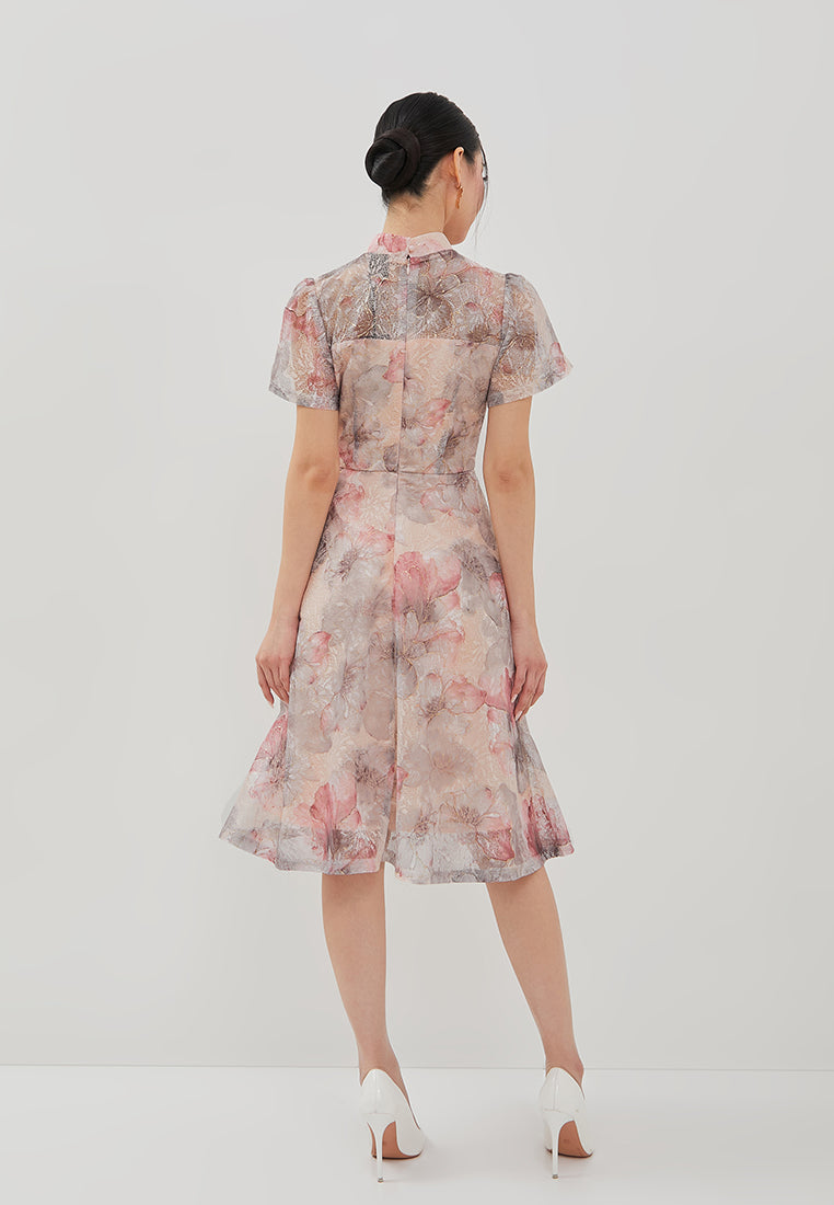 Liora Cheongsam Dress - Ombre Floral Dress Pink