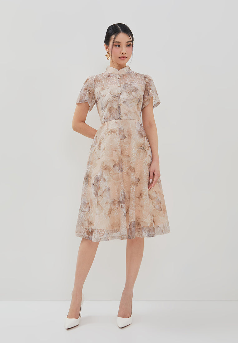 Liora Cheongsam Dress - Ombre Floral Dress Pink