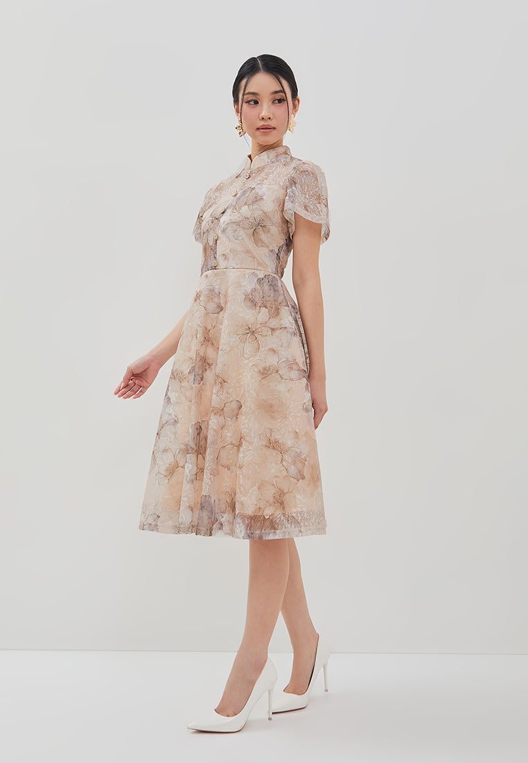Liora Cheongsam Dress - Ombre Floral Dress Pink