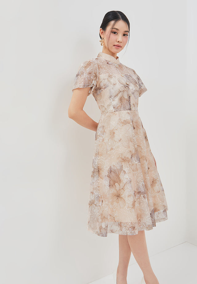 Liora Cheongsam Dress - Ombre Floral Dress Pink