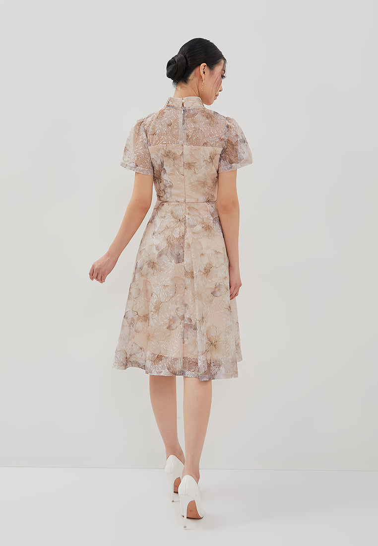 Liora Cheongsam Dress - Ombre Floral Dress Pink