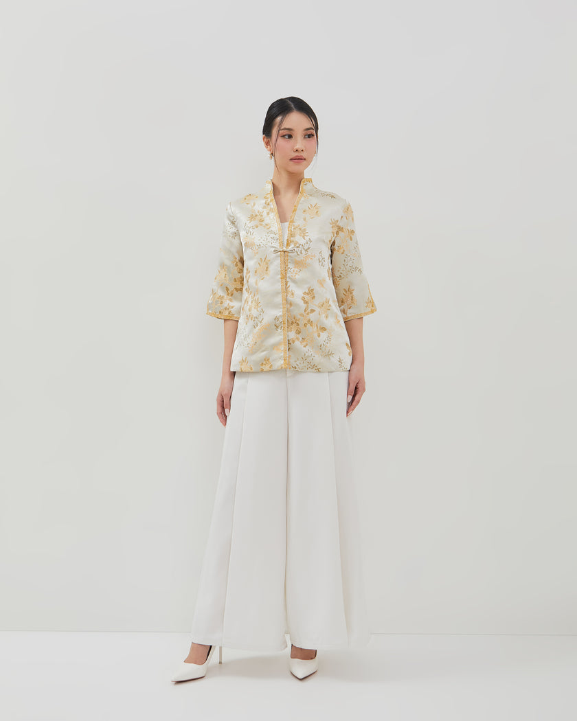 Merlin Pants - Comfy Overlap White Trousers (Pre-Order)