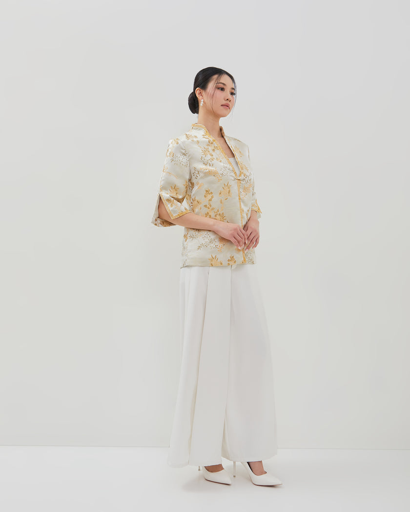 Merlin Pants - Comfy Overlap White Trousers (Pre-Order)