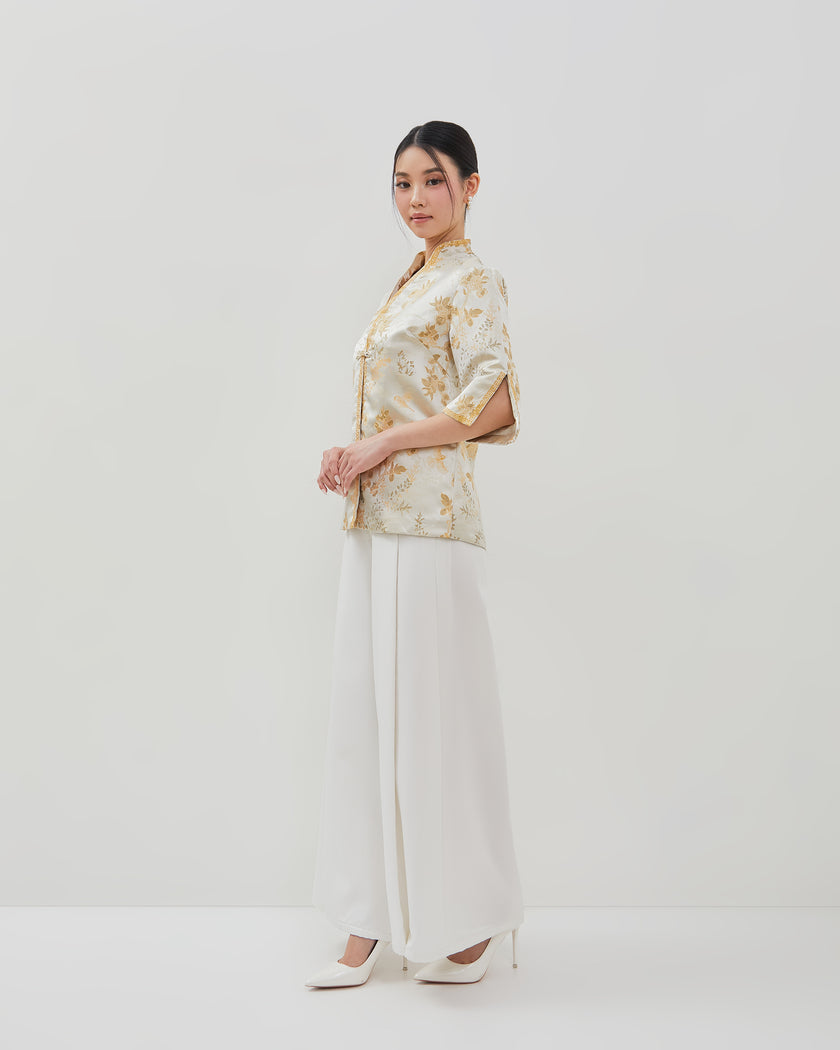 Merlin Pants - Comfy Overlap White Trousers (Pre-Order)