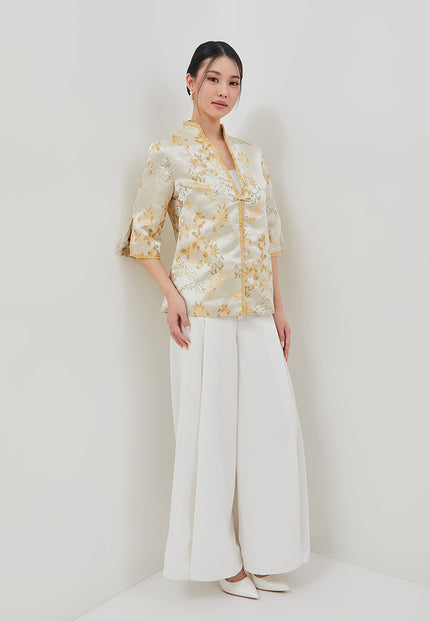 Aelin Cheongsam Outer - Embroidery Jacquard Green Outer