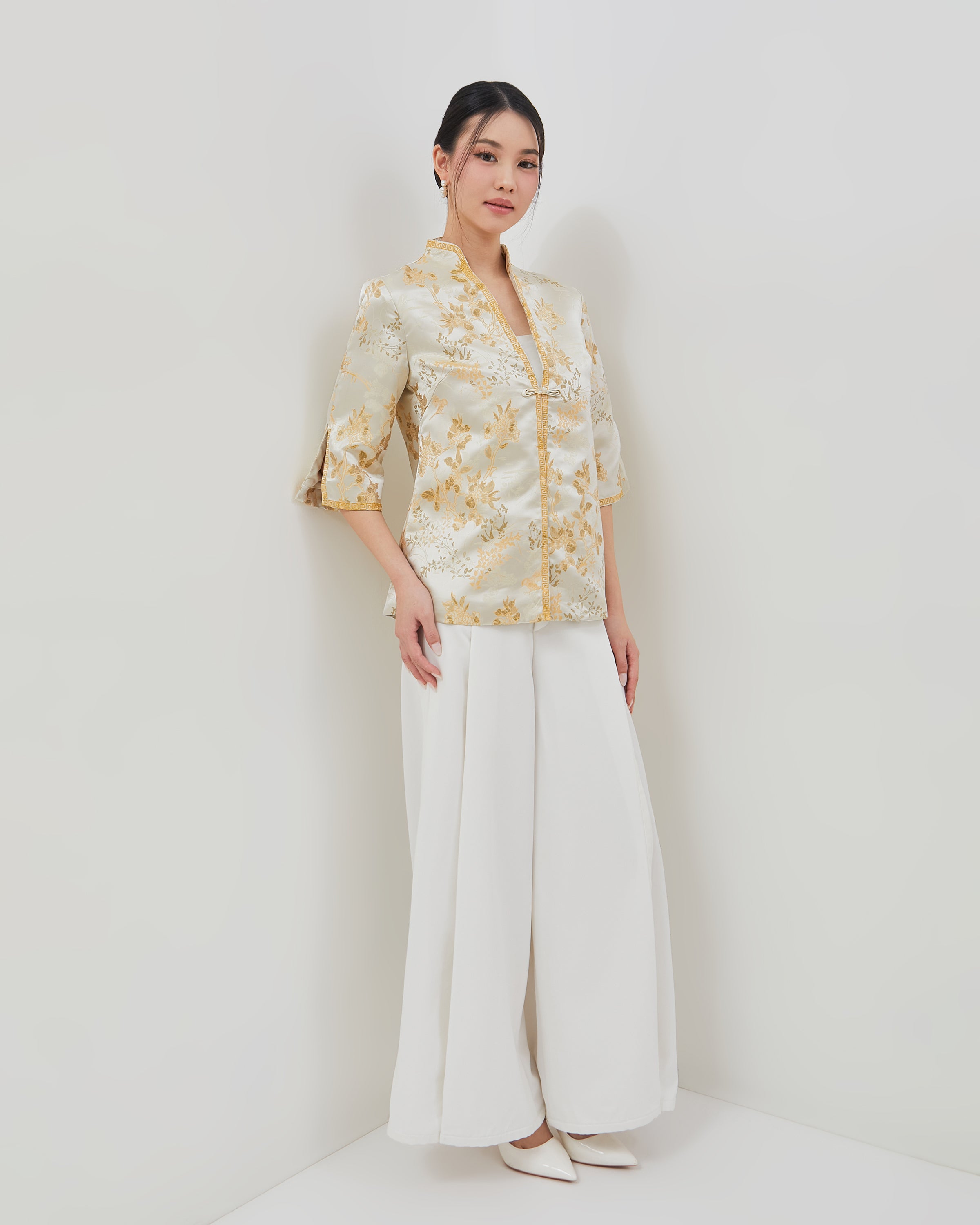 Merlin Pants - Comfy Overlap White Trousers (Pre-Order)