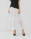 Solene Skirt - Long Pleated Skirt with Layer & Ruffle