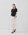 Solene Skirt - Long Pleated Skirt with Layer & Ruffle