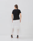 Solene Skirt - Long Pleated Skirt with Layer & Ruffle