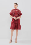 Rouna Cheongsam Dress - Midi Lace Cape Dress (Pre-Order)