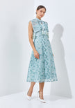 Neyrene Cheongsam Dress - Midi Sheer Cape Dress