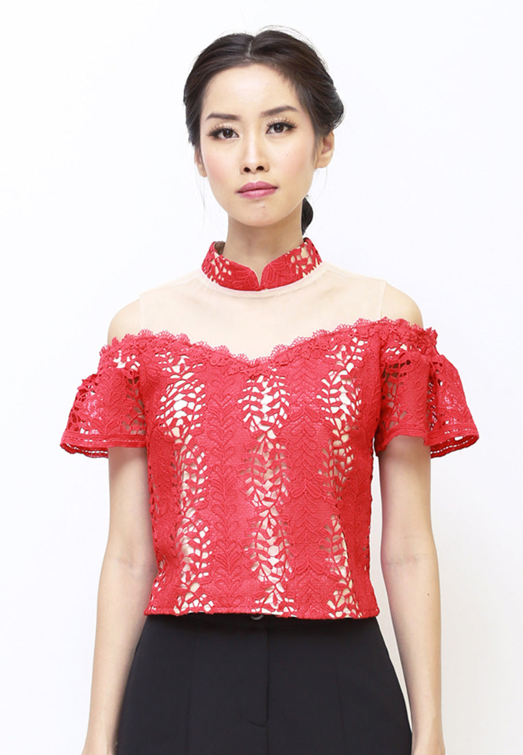 Pearl Lace Cheongsam Top