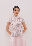 Penny Cheongsam Set - Top & Skirt Floral Pink (Pre-Order)
