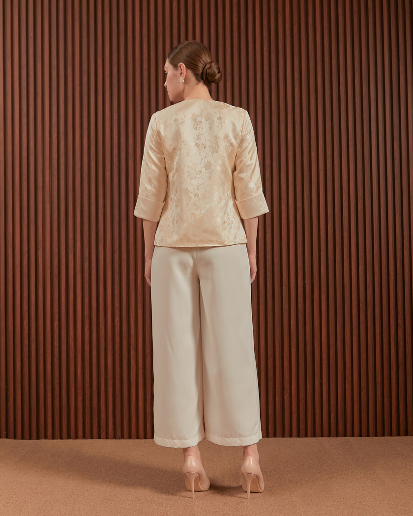 Hilary Outer in Pink & Gold - Floral Women Jacquard Outer