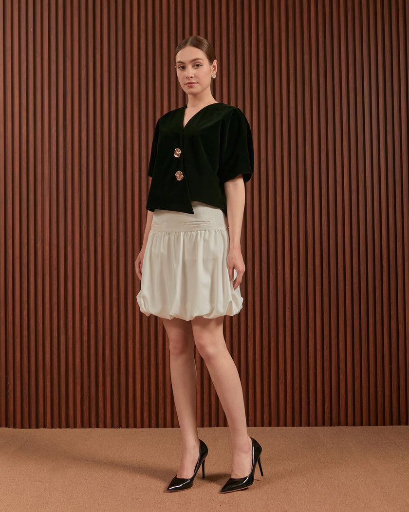 Ophelia Top in Green, Maroon & Red - Women Velvet Raglan Top