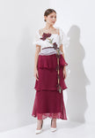 Ruberta Dress - Crimson Botanical Tiered Dress (Pre-order)
