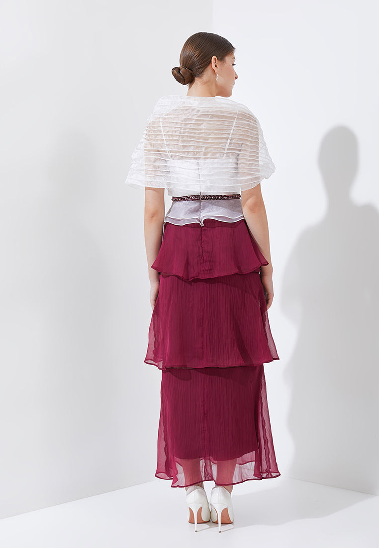 Ruberta Dress - Crimson Botanical Tiered Dress (Pre-order)