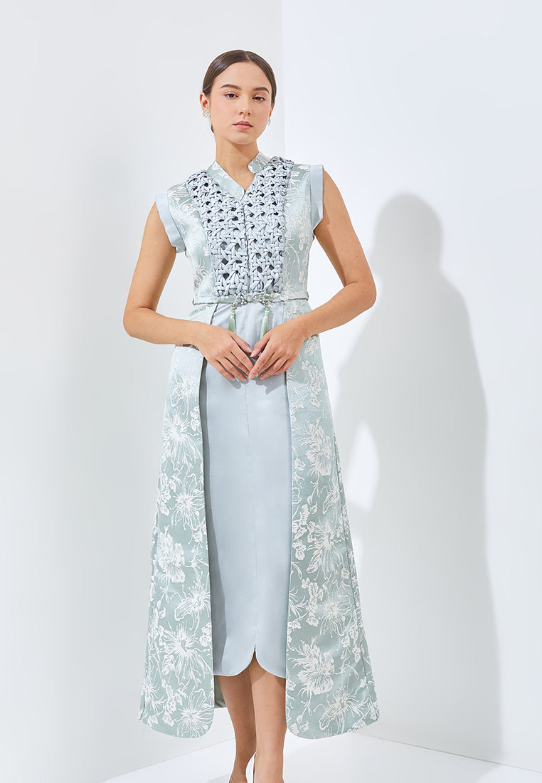 Raelyn Cheongsam Dress - Midi Knot Fit Bodice Dress (Pre-Order)