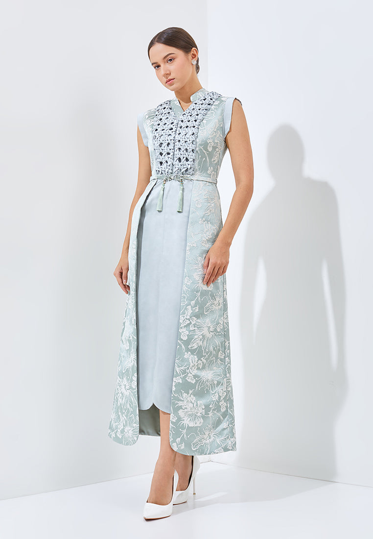 Raelyn Cheongsam Dress - Midi Knot Fit Bodice Dress (Pre-Order)