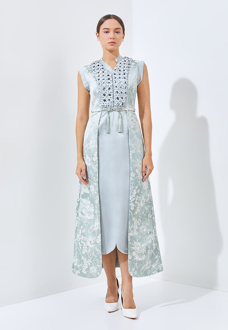 Raelyn Cheongsam Dress - Midi Knot Fit Bodice Dress (Pre-Order)