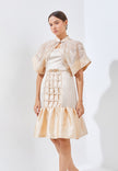 Rouna Cheongsam Dress - Midi Lace Cape Dress (Pre-Order)