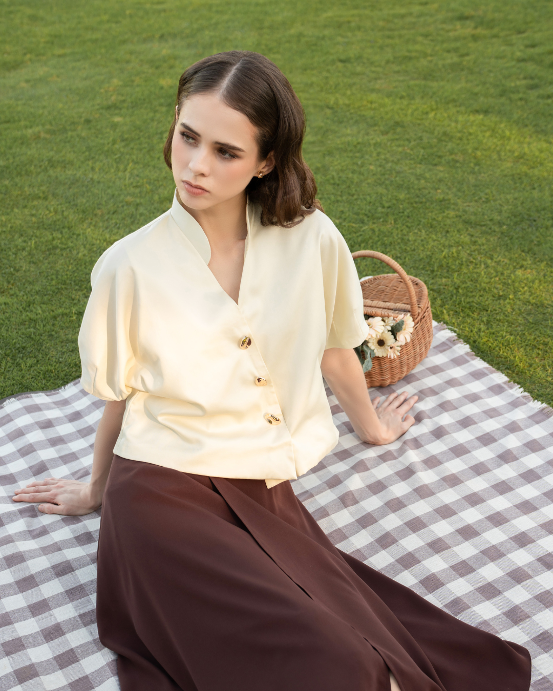 Leticia Top - Raglan Puff Overlapping Top