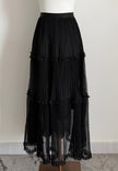 Solene Skirt - Long Pleated Skirt with Layer & Ruffle