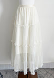 Solene Skirt - Long Pleated Skirt with Layer & Ruffle