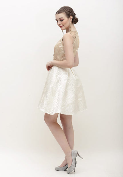 Cerelia Dress - Lace & Jacquard Halter Mini Dress