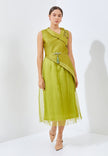 Yora Cheongsam Dress - Midi Asymmetric Neckline Dress