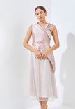 Yora Cheongsam Dress - Midi Asymmetric Neckline Dress
