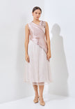 Yora Cheongsam Dress - Midi Asymmetric Neckline Dress