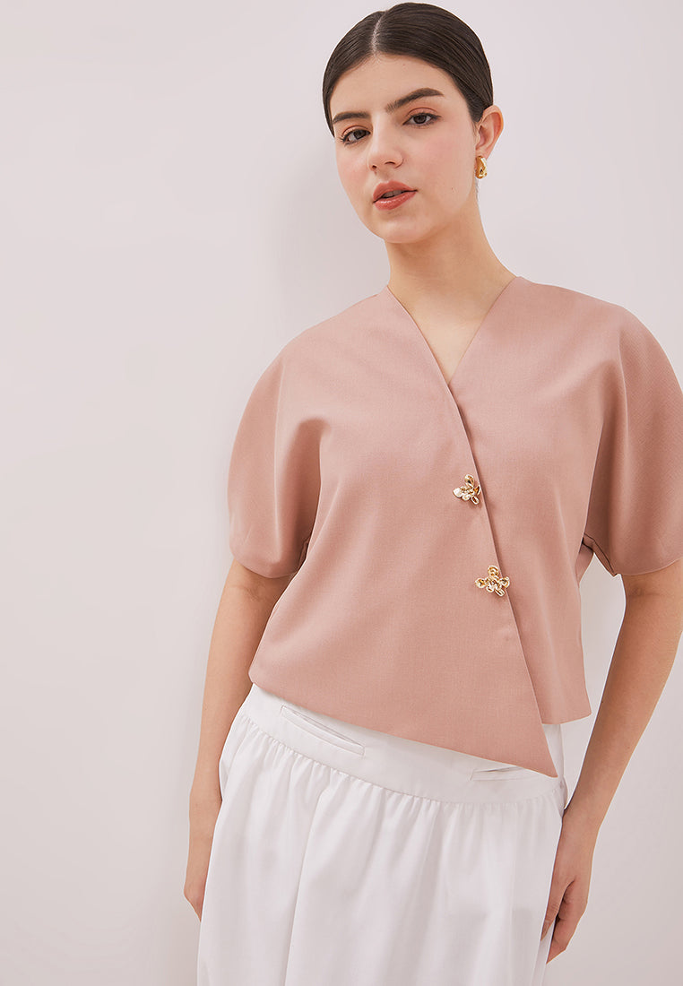 Zinie Top - Wool Blend Puff Sleeve Top