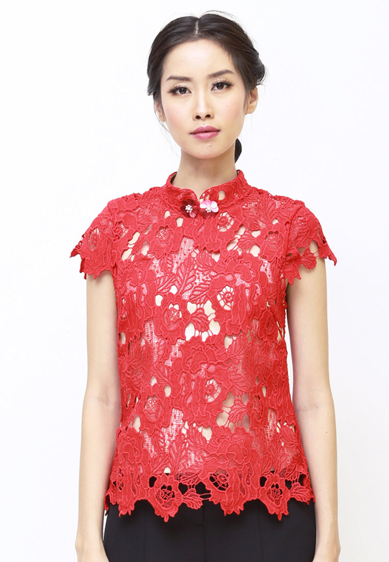 Ava Top - Guipure Lace Cheongsam Top
