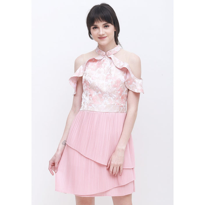 ESYE - Winslet Cheongsam Dress | Cold Shoulder Ruffles Dress