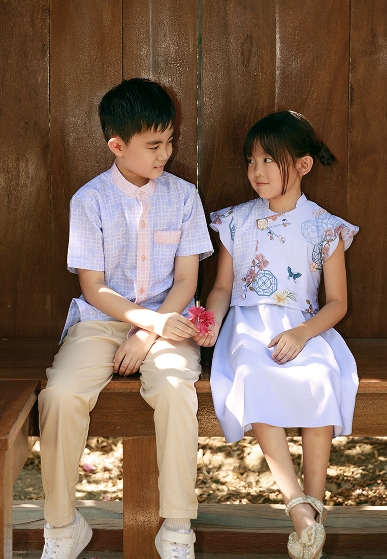 Breezy Boy Shirt – Boys Cheongsam Blue Shirt (Pre-Order)