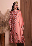 Nahla Print Long Dress Peach (Pre-Order)