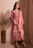 Nahla Print Long Dress Peach (Pre-Order)