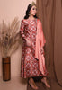 Nahla Print Long Dress Peach (Pre-Order)