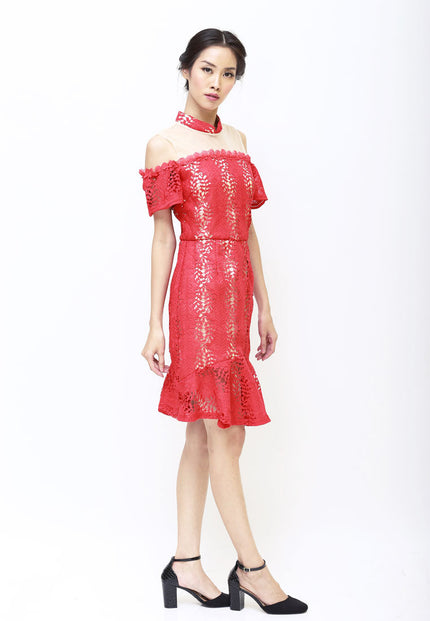 Pearl Lace Cheongsam Dress