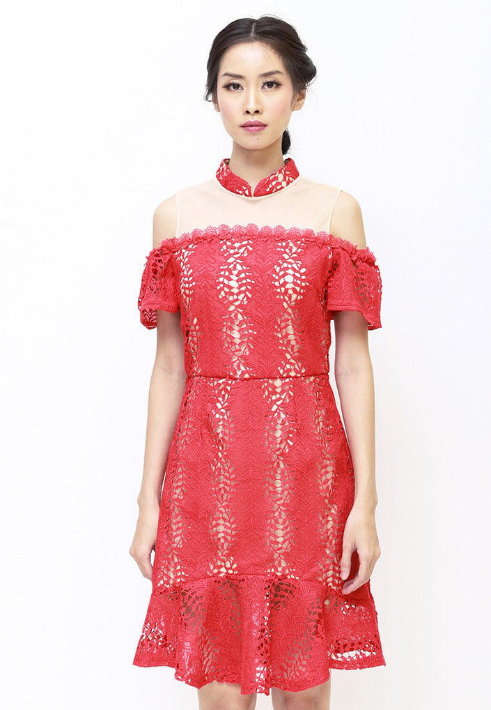 Pearl Lace Cheongsam Dress