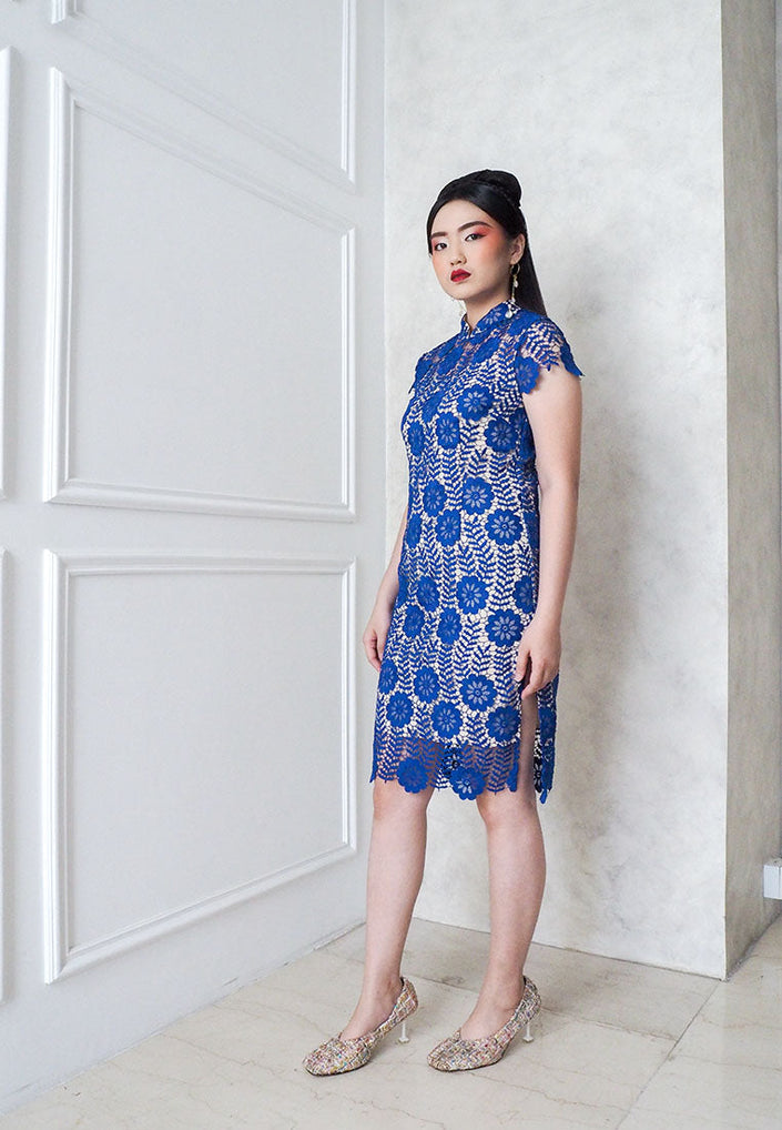 Ruby Cheongsam Dress Blue