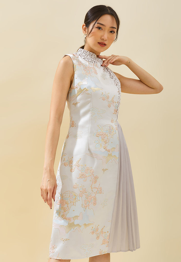 Sierra Cheongsam Dress Grey